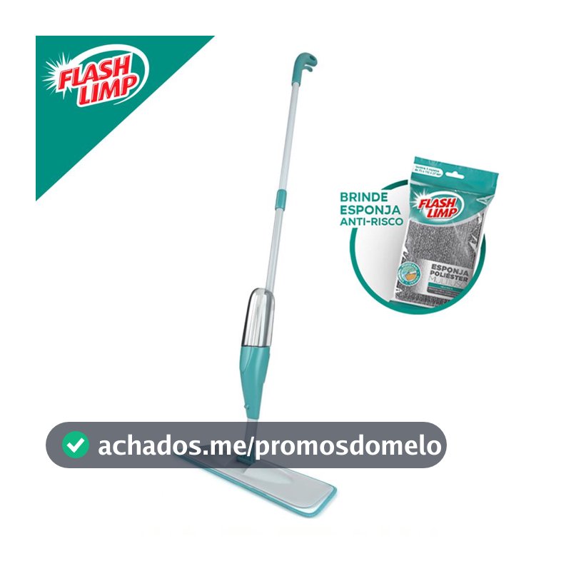 Mop Spray Fit Vassoura Rodo Magico Com Reservatorio Flash Limp + Esponja Poliester