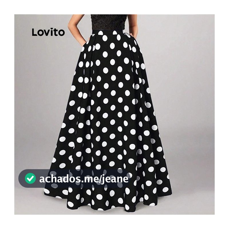 Lovito Saias Boho Saia De Bolinhas Pom Para Mulheres LNL69117