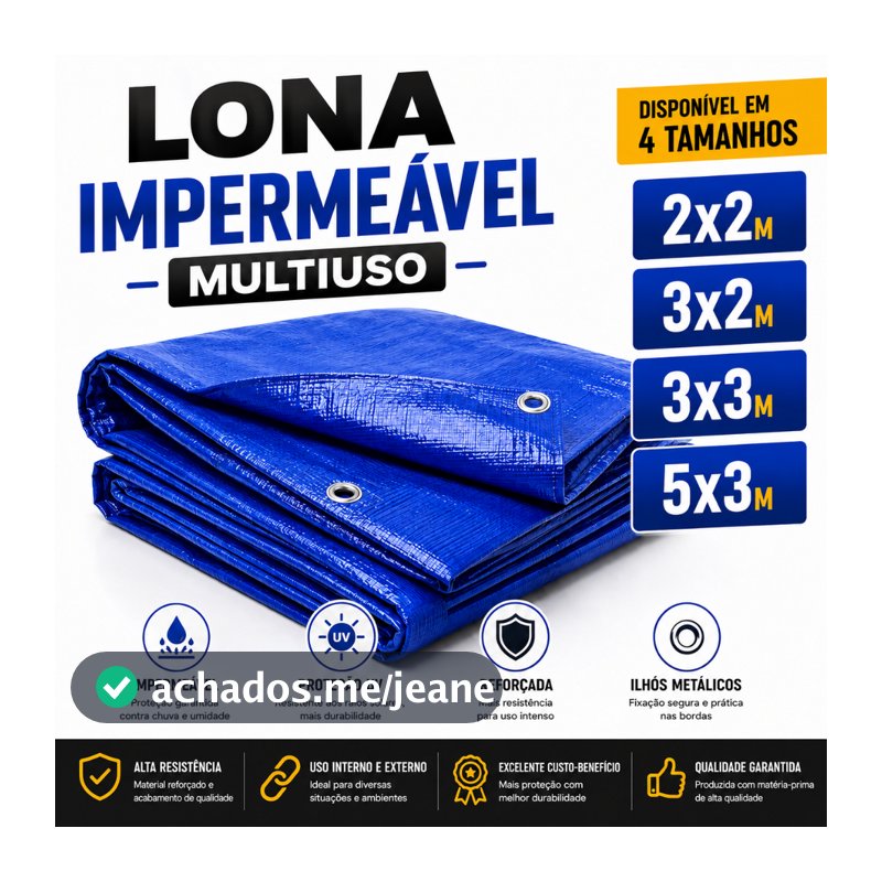 Lona Impermeável Reforçada Multiuso Polietileno Piscina  Cobertura Proteção UV com Ilhós