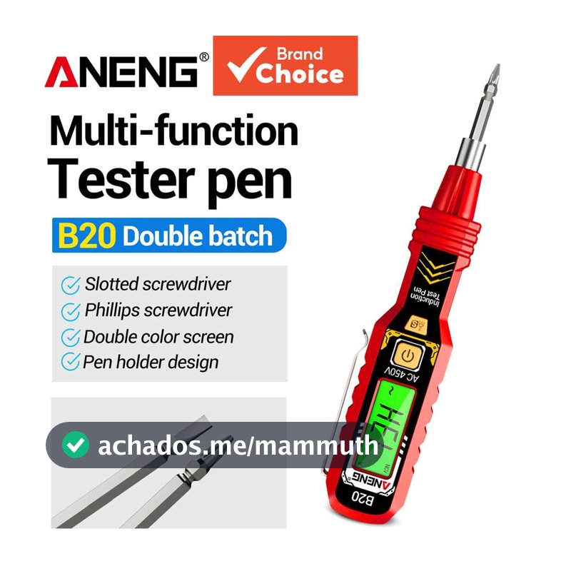 Caneta Elétrica Isolada Geral ANENG B20 De Uma Peça , Chave De Fenda Cruzada De Duas Cabeças Para Manutenção E Inspeção