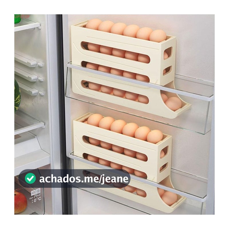 Organizador Porta Ovos Suporte 4 Andares Rolante Para 30 Ovos Dispenser Armazena e organizador de Geladeira