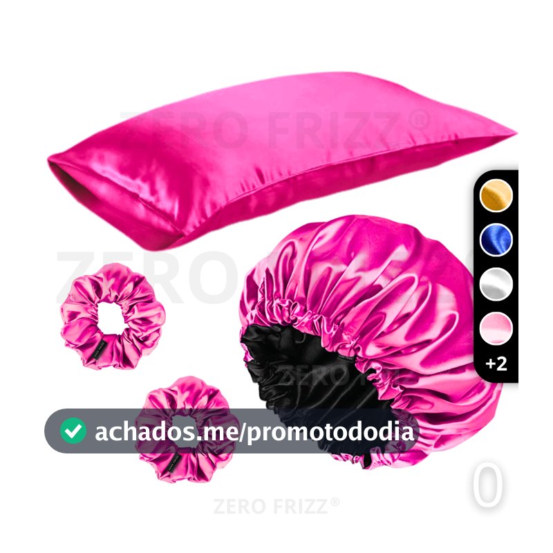 ZERO FRIZZ Kit Noite Pefeita | 1 Touca dupla face + 1 Fronha + 2 xuxinhas, escolha sua cor preferida