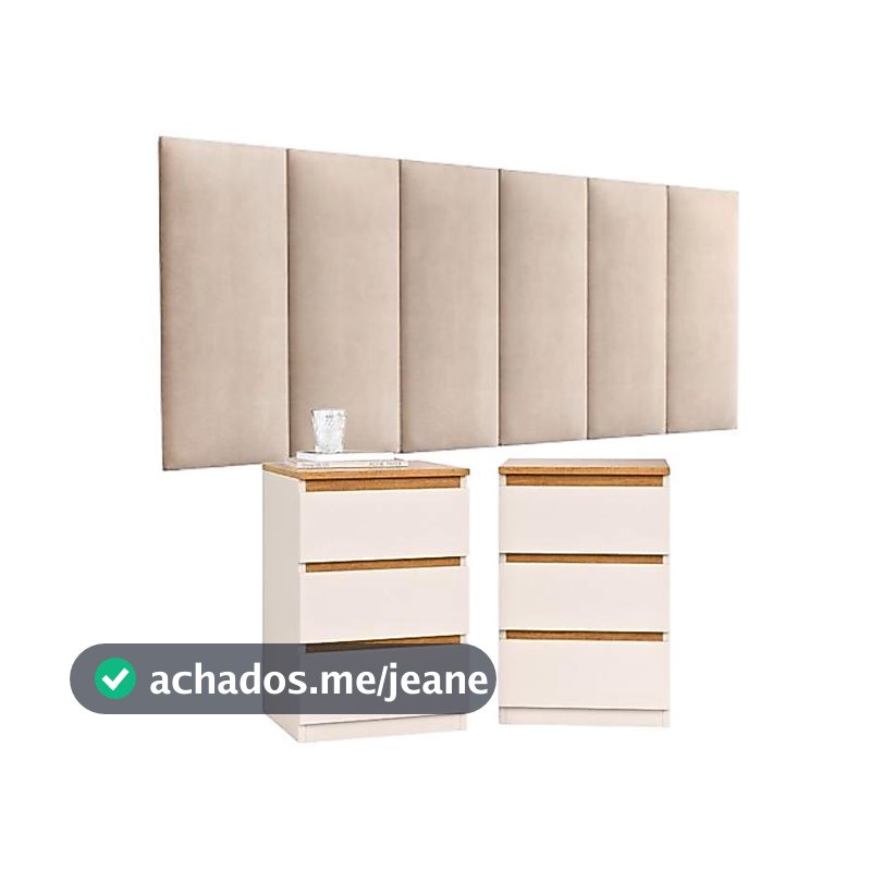 Conjunto 2 Mesas de Cabeceira + Cabeceira Modulada Adesiva Cabeceira Quarto Estofada