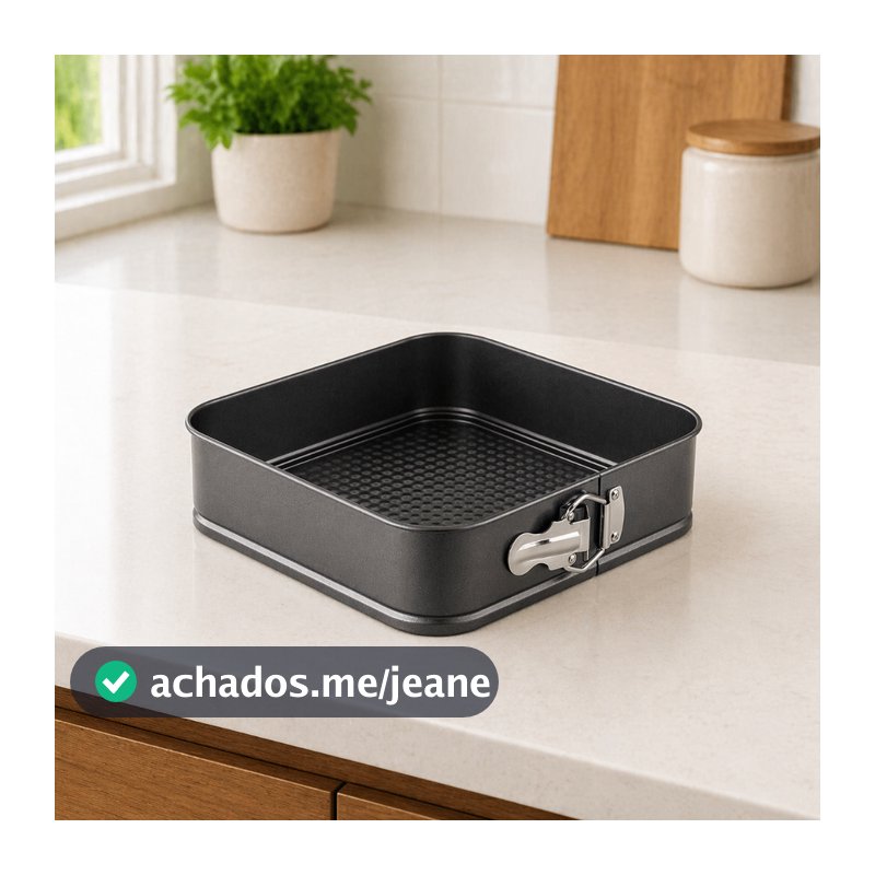 Forma Assadeira Desmontável Fundo Removível Teflon Bolo Massas Quadrada 22, 24 ou 26cm