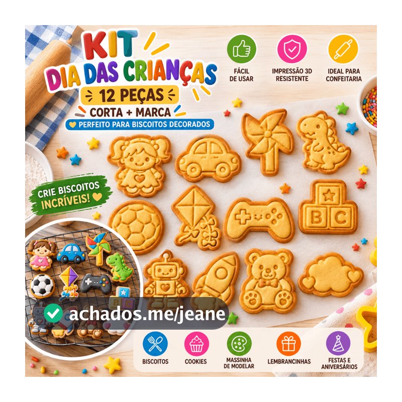 Kit 12 Cortador Biscoito Infantil Brinquedos Ursinho Carrinho Pipa Massinha Confeitaria