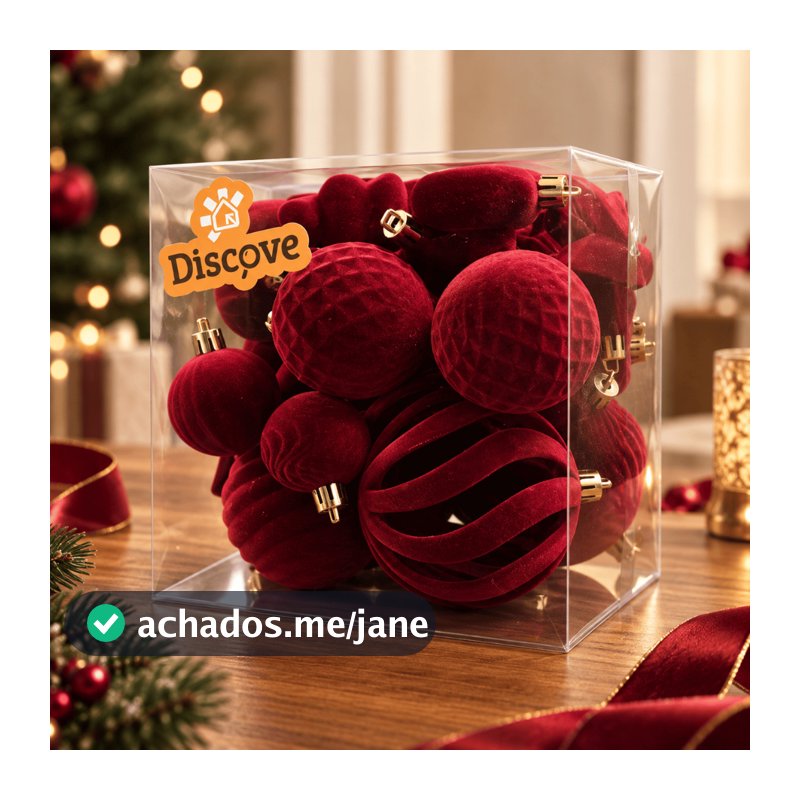 Kit 25 Bolas de Natal Aveludadas Enfeite Árvore de natal Decoração Natalina Luxuoso Elegante
