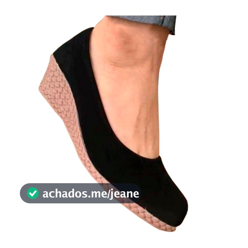 Sandália Sapato Feminino Espadrile Scarpin Salto Anabela Macio Leve Confortável Casual Preto