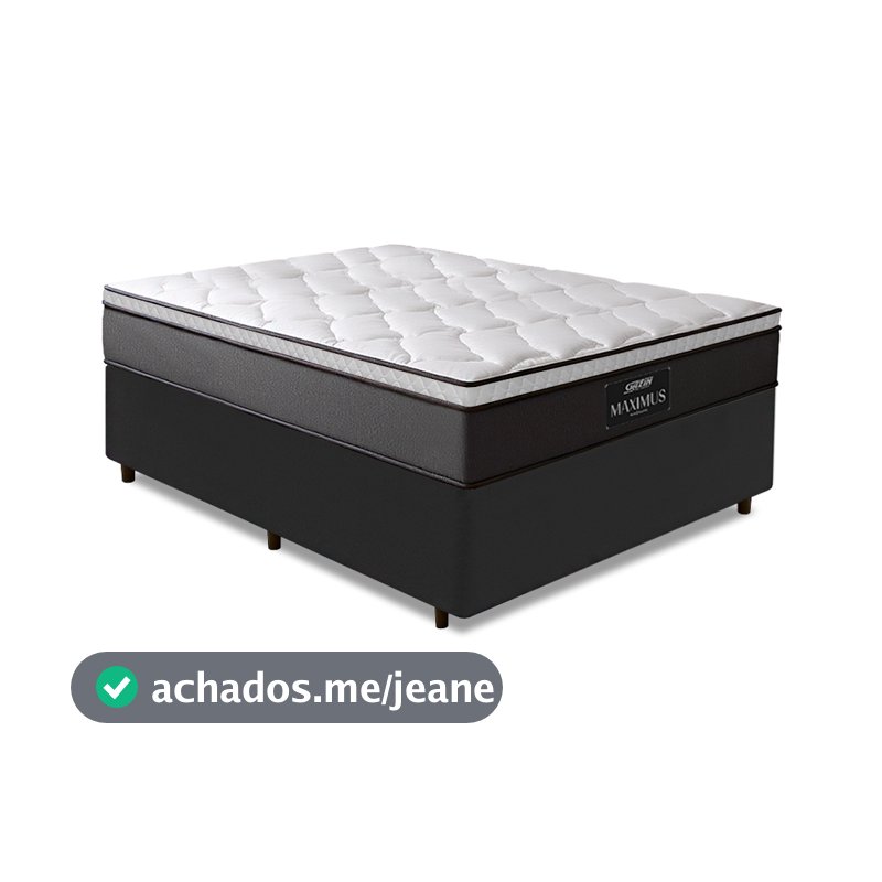 Cama Box Casal Colchão Gazin Maximus Molas Ensacadas 138x188x62cm Cinza / Preto - Suporta até 120Kg por Pessoa
