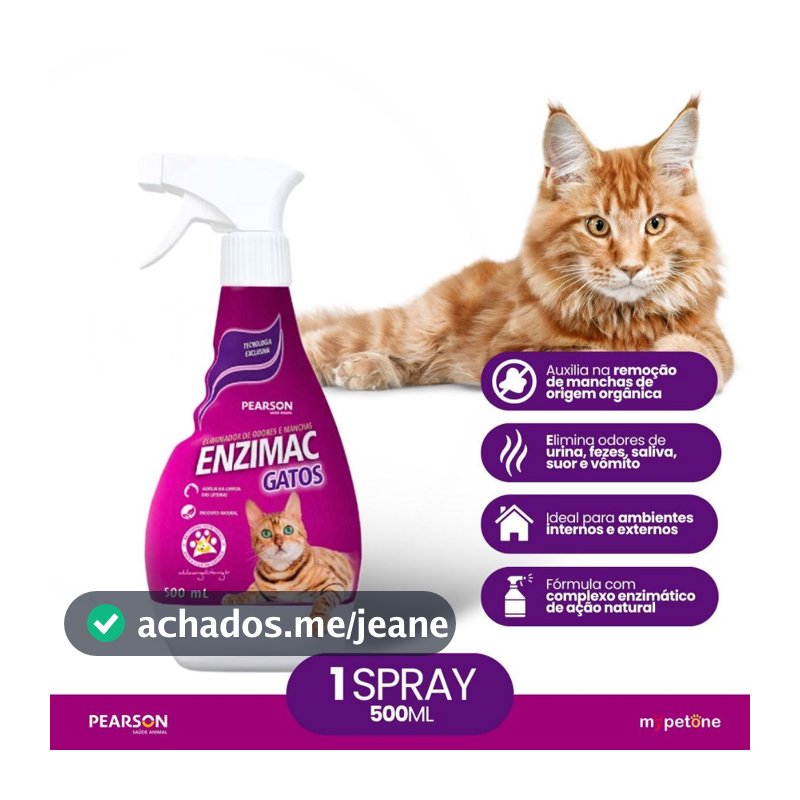 Enzimac Gatos 500mL - Eliminador de Odores e Manchas