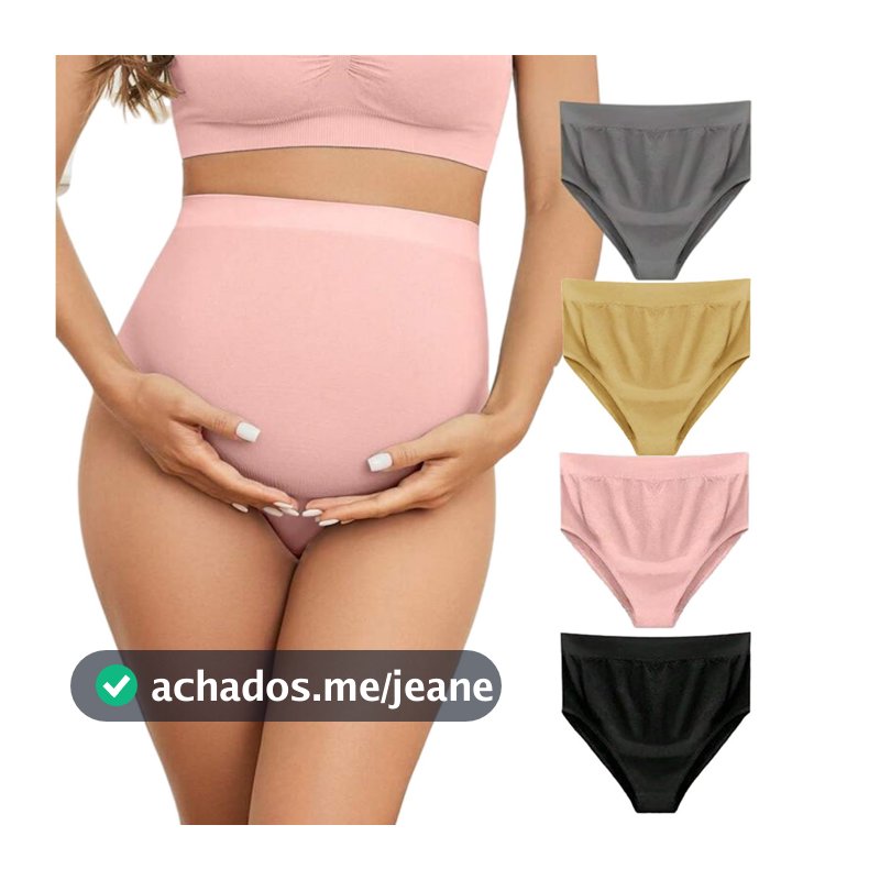 Kit 4 CalcinhaS Cintura Alta Gestante Grávida Maternidade