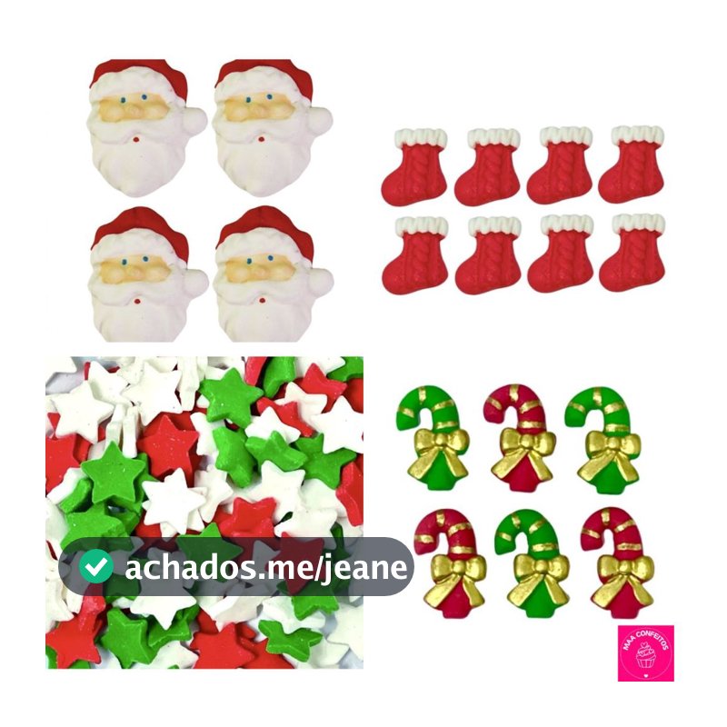 Confeitos de açúcar 100% comestíveis Natalinos Natal Sprinkles - Jady Confeitos