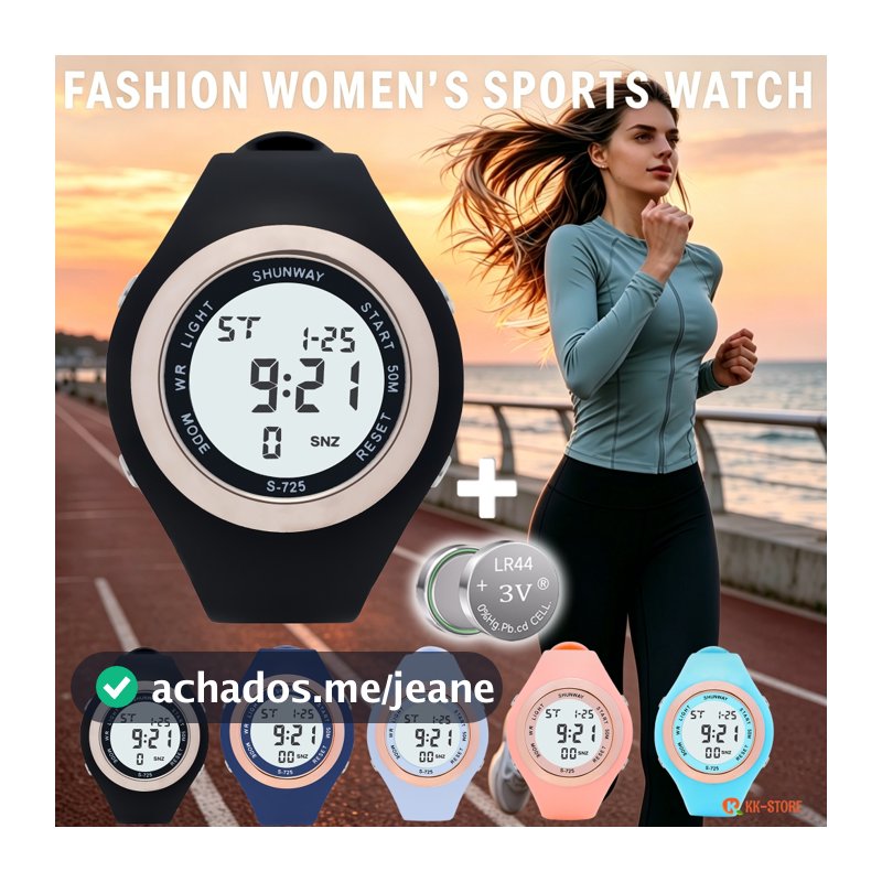 Relógio Feminino Digital A Prova D Água Original Relogio De Pulso Silicone De Moda Esportivo Cronômetro