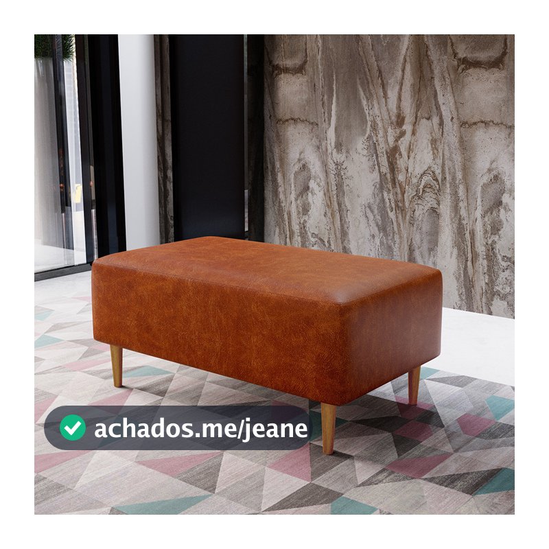 Puff Decorativo Sala de Estar Cléo W01 Pés Palito 90 cm Couríssimo Camel - Lyam Decor