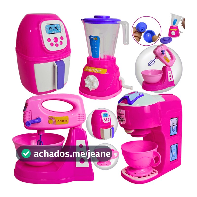 Kit Cozinha Infantil de Brinquedo Modelo Novo Eletrodomésticos Utensílios C/ 6 peças Acessórios