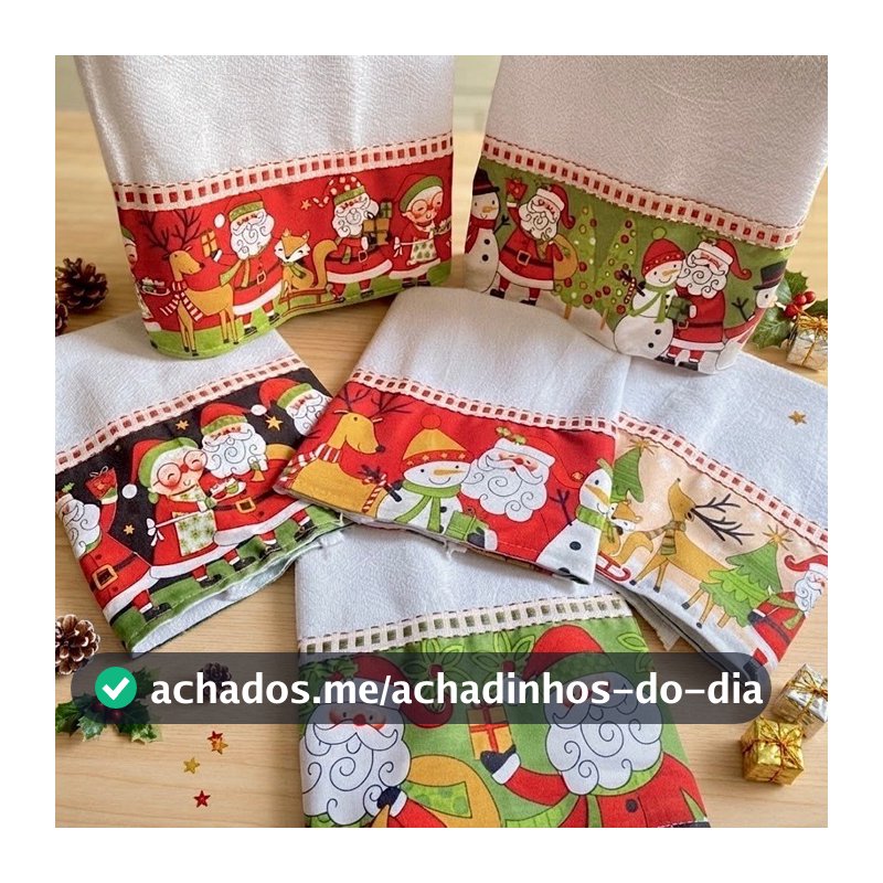 Kit Panos de Prato Natal 4 Peças 100% Algodão Alta Absorção Decoração de Natal Cozinha Pé de Galinha