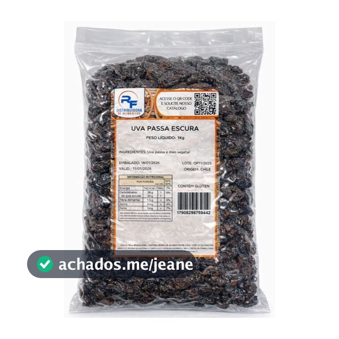 Uva passas preta pct 1kg sem caroço