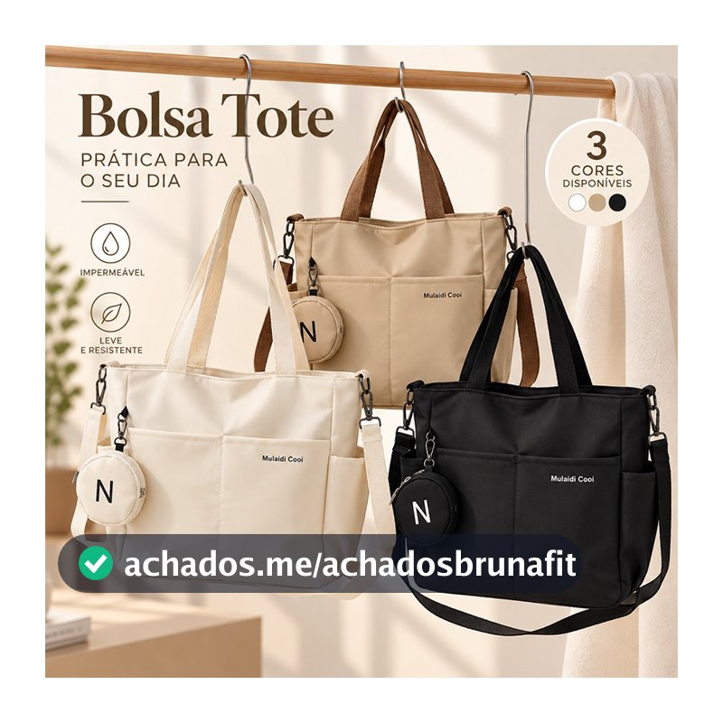 Bolsa Tiracolo Grande Capacidade em Tecido Oxford Impermeável para Faculdade Trabalho e Uso Diário