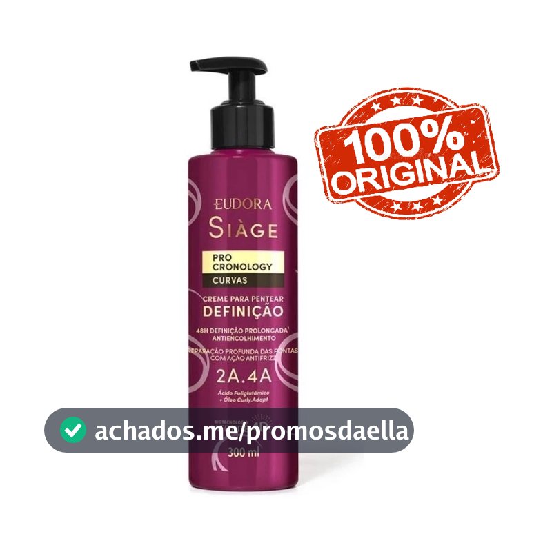 Eudora Siàge Pro Cronology Creme de Pentear 300ml: Definição Prolongada e Redução de Frizz