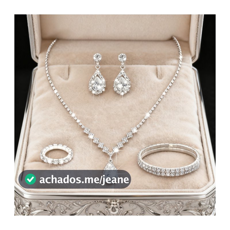 Conjunto de joias de prata femininas, incluindo colar, brincos e anel, adequado para casamentos e presentes