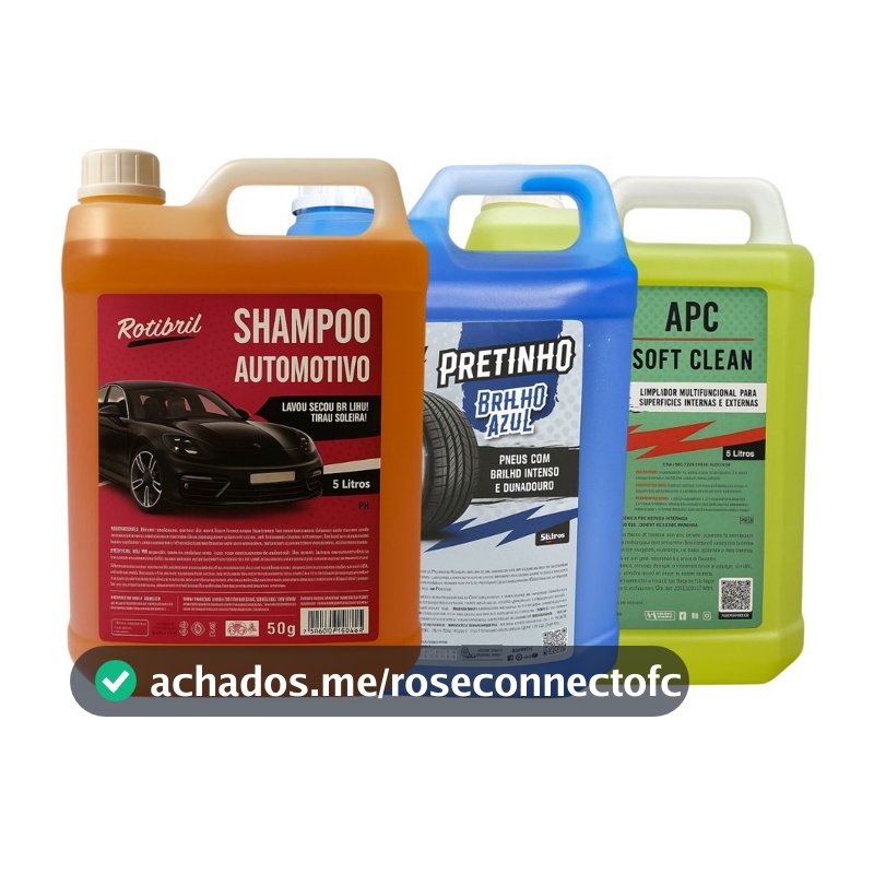 Kit Shampoo + Pretinho + Apc Limpador Universal 5L Kit lava Rápido concentrado 5 Litros