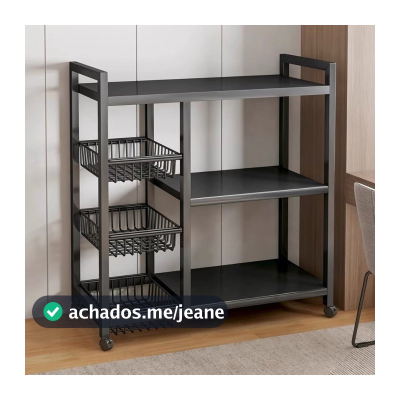 Prateleira Multinível de Piso Rack para Vegetais e Suporte para Micro-Ondas – Organizador de Cozinha