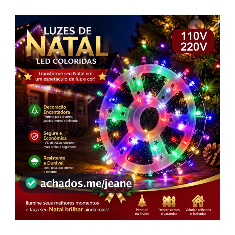 LuvinCo Pisca Pisca Colorido 50m 300 LEDs, 8 Modos de Luz para Natal e Festas KL-536