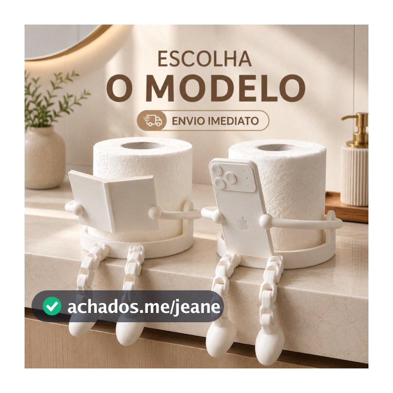 Suporte de Papel Higiênico com Pernas Articuladas - Moderno Divertido Engraçado Organização Casa Banheiro Lendo/Celular