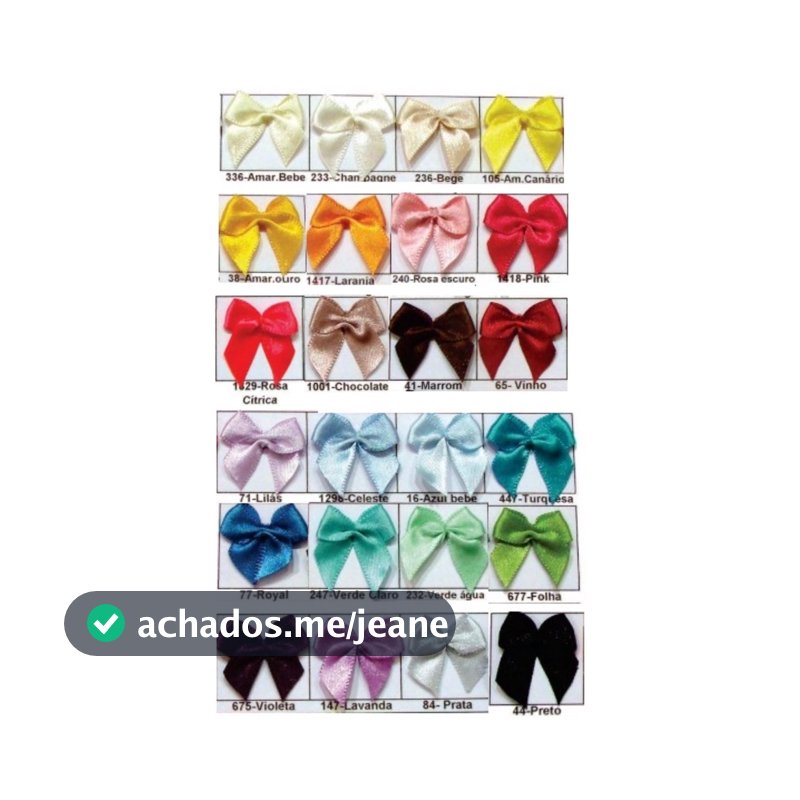 Laço de Cetim Tamanho 2 - Lacinho G - 50 unidades Laço para Calcinha / Lembrancinha - Diversas Cores