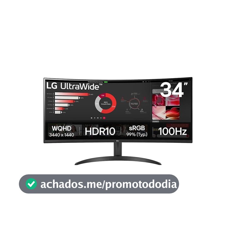 Monitor Curvo 34 UltraWide WQHD 34WR50QK-B 100Hz HDR10 LG