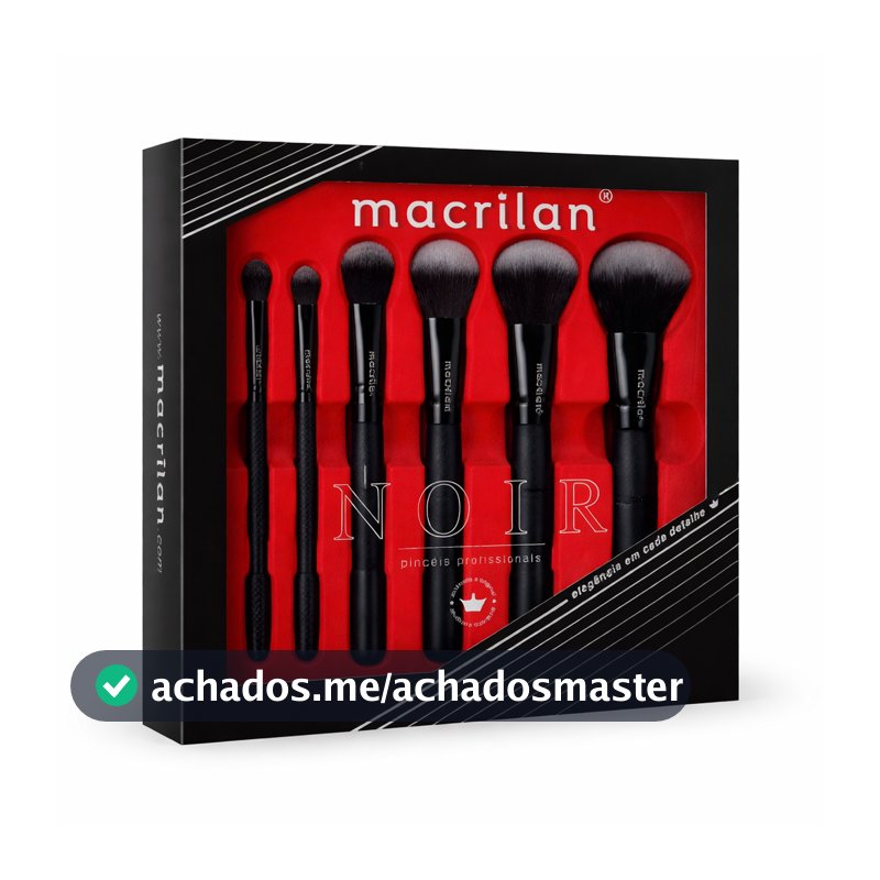 Kit Pincéis Profissionais Maquiagem 7 Unidades Macrilan ED009 Linha Noir