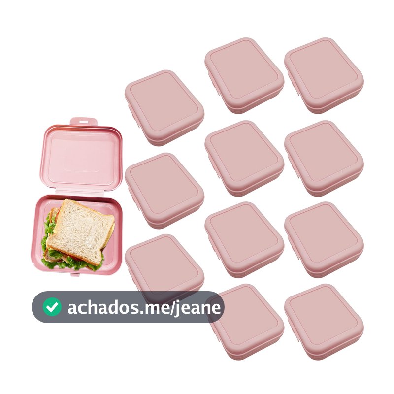 Porta Sanduíche Lancheira Infantil 300ml Plástico Resistente Lembrancinha Festa Escolar Kit 12pçs