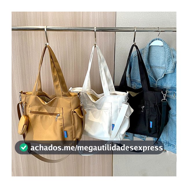Bolsa Tote Feminina Grande Nylon Impermeável Transversal Ombro Casual Trabalho Leve Espaçosa