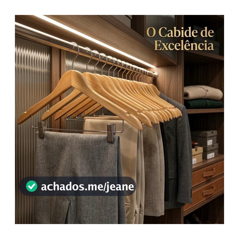 Kit Cabides Madeira Luxo Com Presilhas Para Roupas Giratório