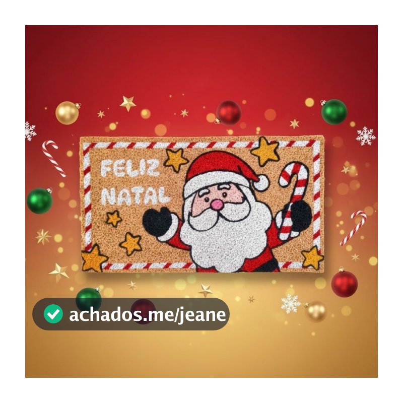 Capacho De Fibra - Papai Noel - Feliz Natal - 33x60cm - 1 unidade - Rizzo