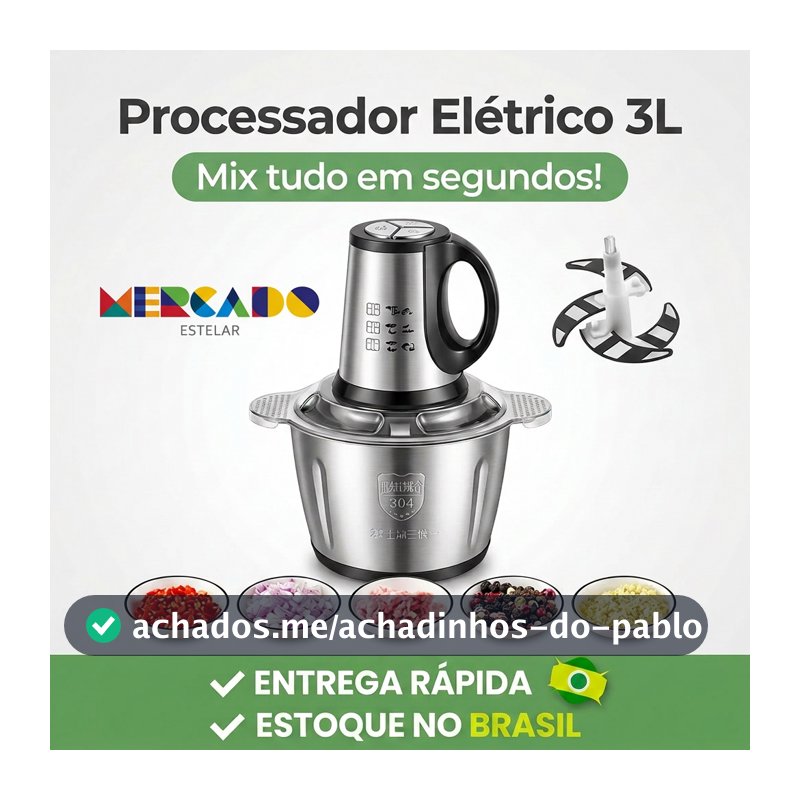 3L Picador De Alimentos Moedor De Carne Mixer Elétrica Processador Cozinha Casa Alho - 110v-220v