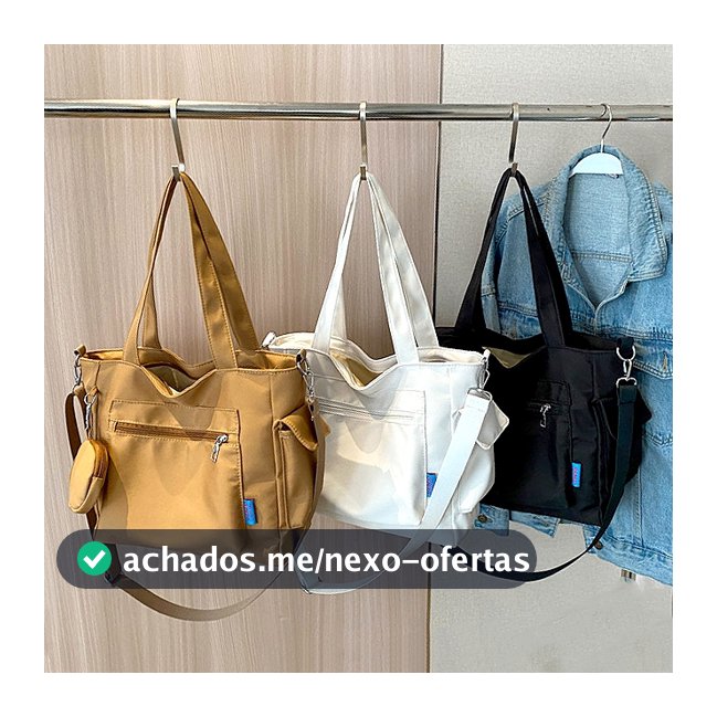 Bolsa Tote Feminina Grande Nylon Impermeável Transversal Ombro Casual Trabalho Leve Espaçosa