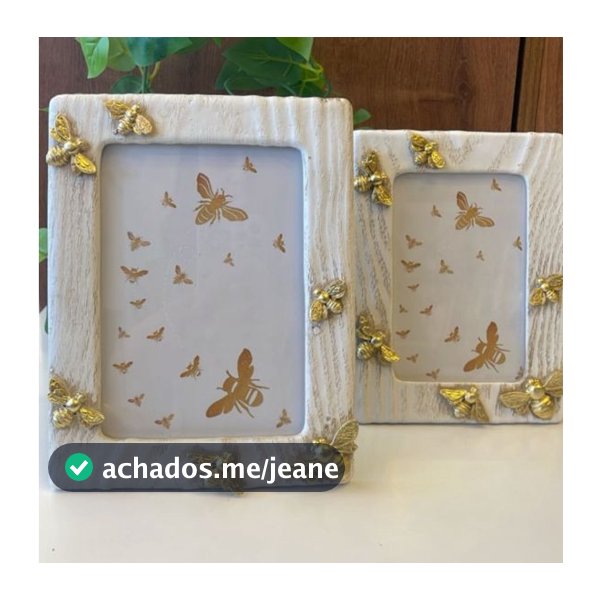 PORTA RETRATO OFF WHITE MART ABELHA POLIRRESINA BEE