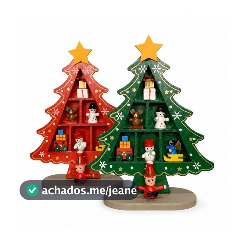 Mini Árvore de Natal de Mesa Madeira Enfeite Natalino