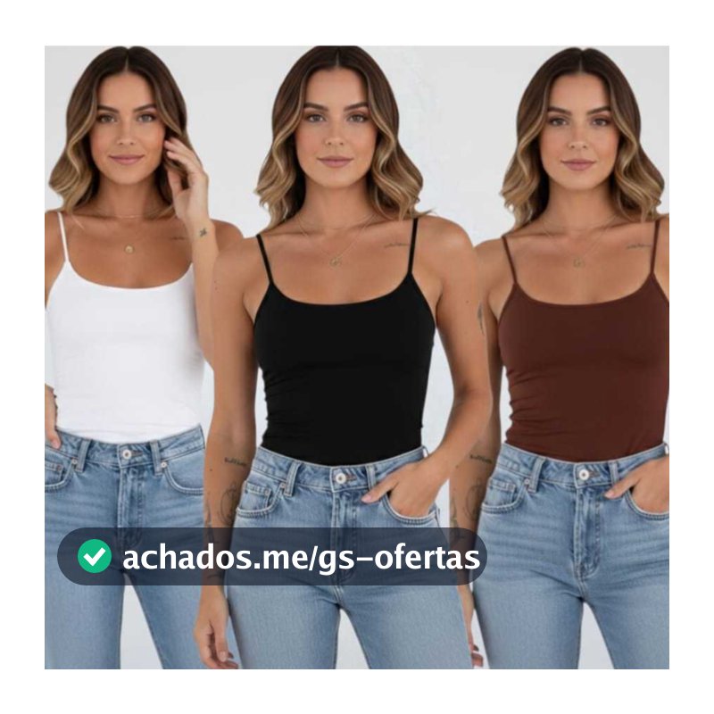 Kit 3 Blusa Regata Feminina Suplex Alça Fina Cropped Tube Básica Alcinha