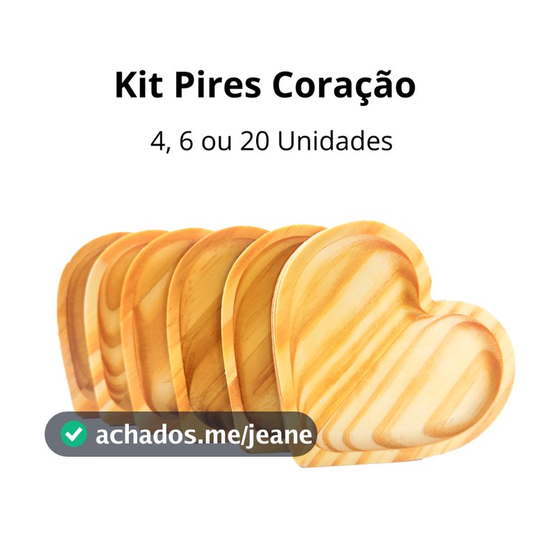 Kit Jogo de Pires Coração Em Madeira Pinus Café Mesa Posta Xícaras Dia dos Namorados