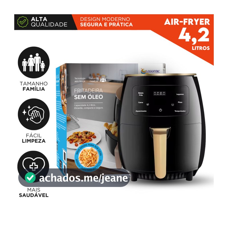 Air Fryer 4,2 Litros 1500W 127v Digital Sem Óleo Timer Antiaderente Fácil Limpeza - BARUCH
