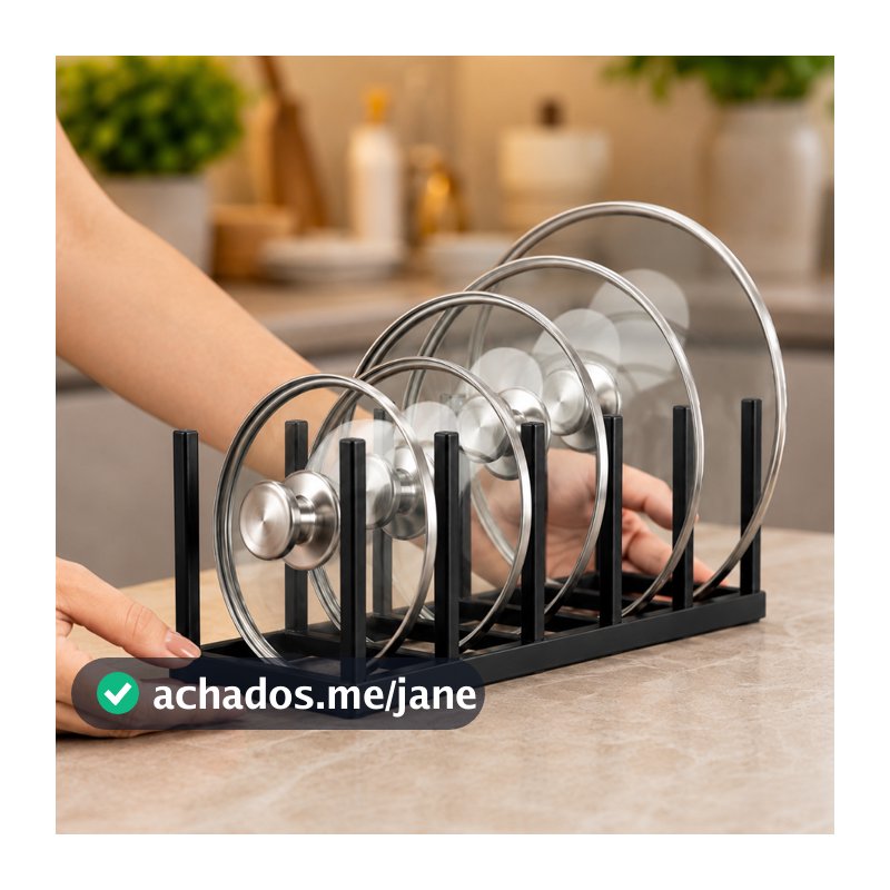 Suporte Organizador para Tampas de Panelas e Caçarolas Porta Tampas para Armário e Bancada de Cozinha