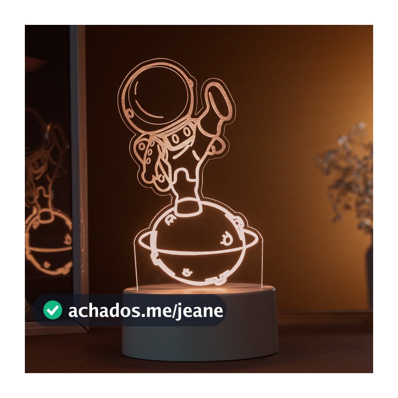 Luminária LED 3D de Mesa / Luz Noturna Presente Criativo / Decoração - astronauta na lua, espaço, planeta
