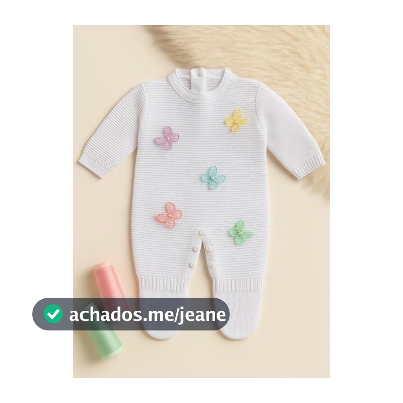 Macacão de Tricot Bebê Aplique de Borboletas