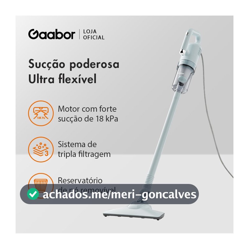 Gaabor Aspirador 2 em 1 18000Pa Forte Sucção Silencioso Fácil Guardar CW-18M02A