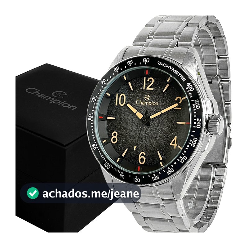 Relógio Champion Masculino Prata Preto Original com Garantia de 1 Ano