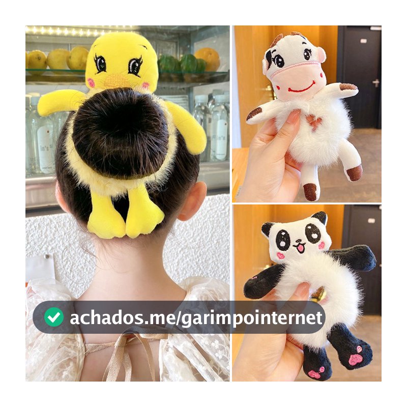 KidsNewbea Crianças Cabelo Gravata Cabelo Meninas Gravata Pelúcia Desenho animado Boneca Fofo Coelho Cabeça Gravata