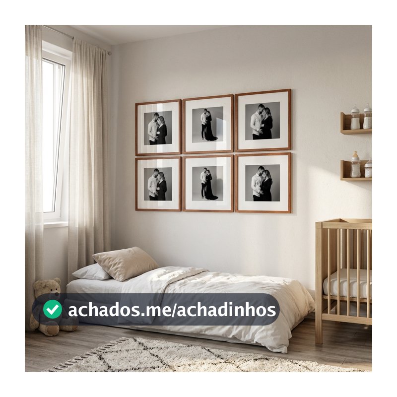 Kit 6 Quadros 23 x23 Fotos Decorativas Parede Sala Quarto Paspatur e Vidro Acrilico de Alta Qualidade