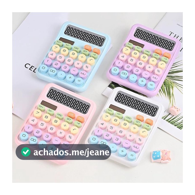 Calculadora Colorida Morandi 12 Dígitos com Teclado Mecânico p/ Escola e Escritório Multineos