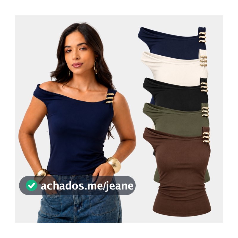 Blusa Feminina academia com fivela no ombro assimétrica dia a dia básica suplex ideal para o verão